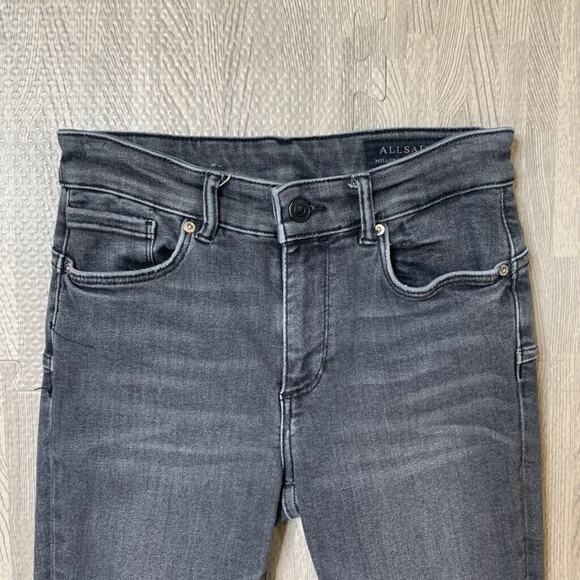 Allsaints Jeans Womens 24 Gray Denim Miller Push Up Super Skinny Stretch Raw Hem - Picture 4 of 16